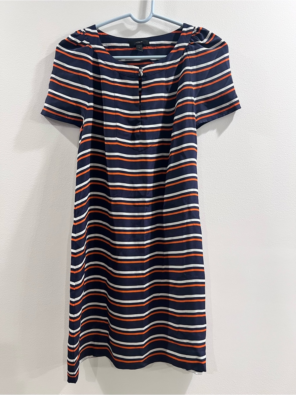 J.Crew Navy Striped Silk Tunic Shift Dress - 100% Silk - Style 66912 - Size 4